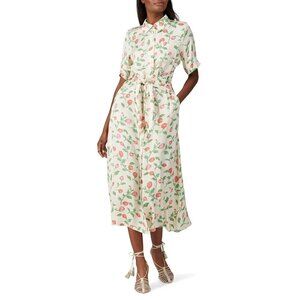 Hofmann Copenhagen Gabriella Shirt Dress in Cream 34 2 Womens Midi Tie